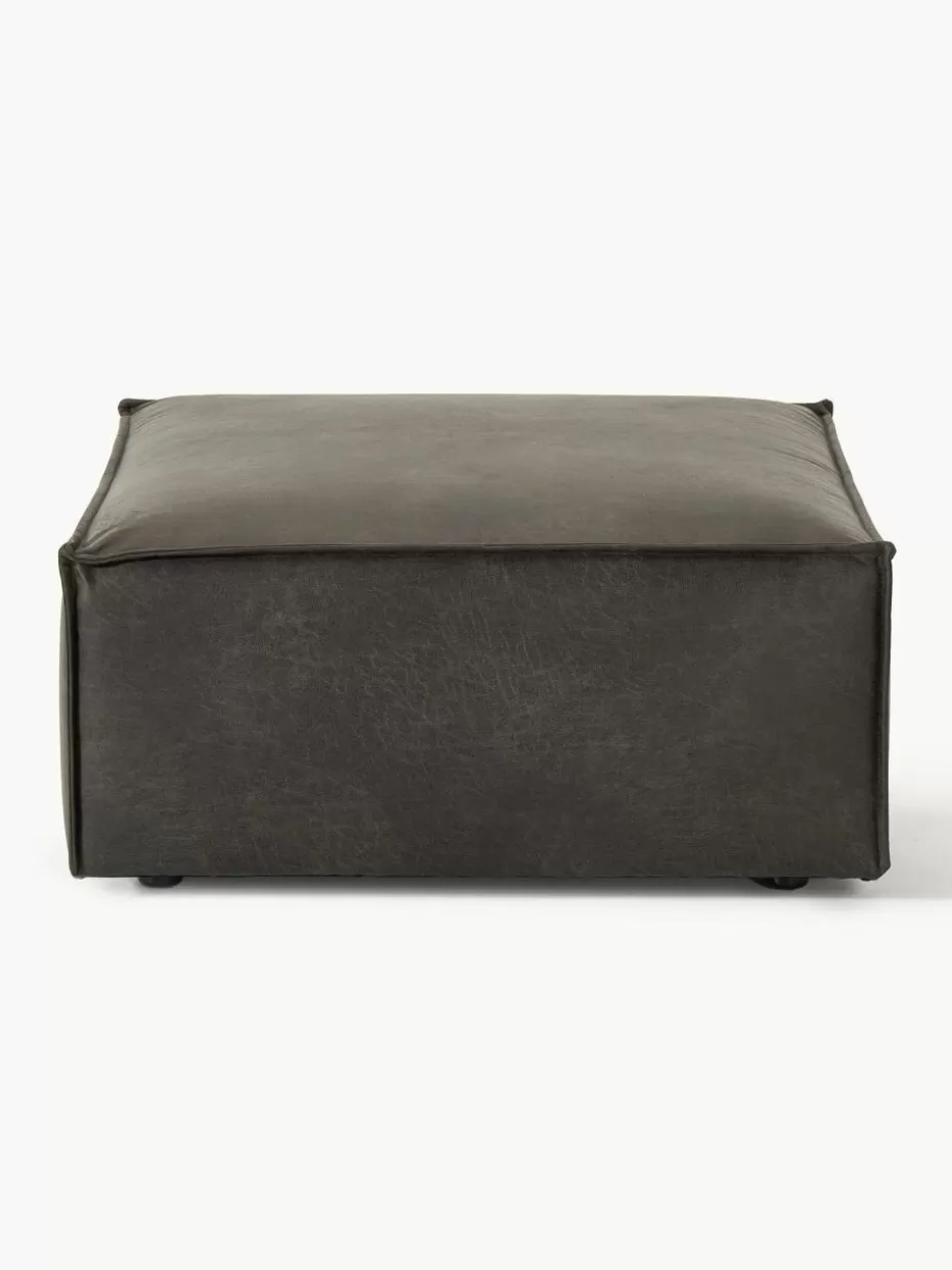 Hocker | Sofas-Westwing Collection Sofa-Hocker Lennon aus recyceltem Leder Leder Taupe