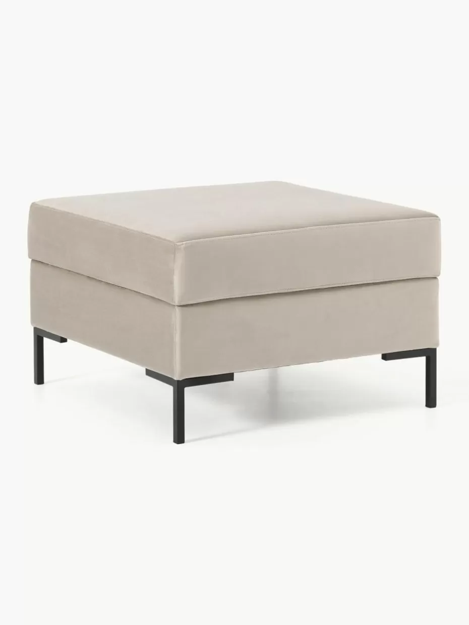 Hocker | Sofaserien-Westwing Collection Sofa-Hocker Luna aus Samt mit Stauraum Samt Greige, Goldfarben