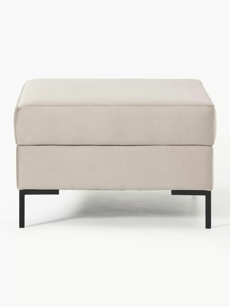 Hocker | Sofaserien-Westwing Collection Sofa-Hocker Luna aus Samt mit Stauraum Samt Greige, Goldfarben