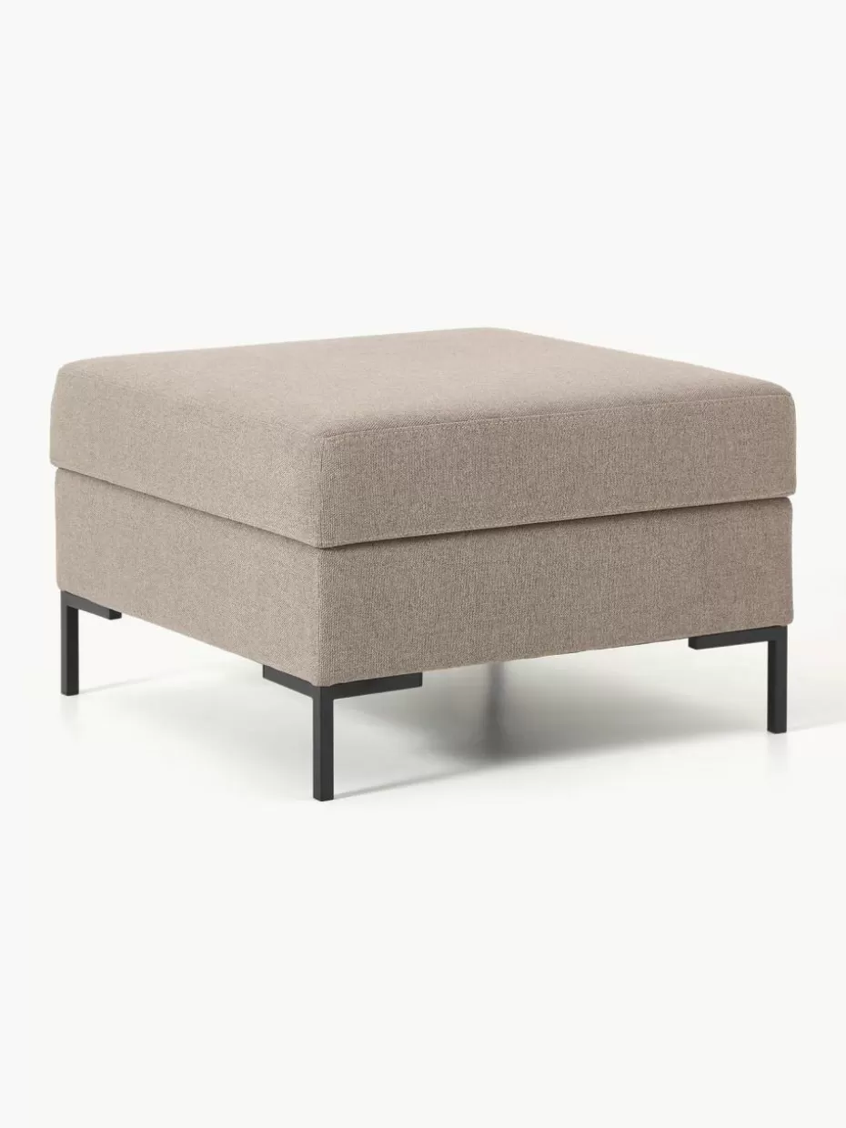 Hocker | Sofaserien-Westwing Collection Sofa-Hocker Luna mit Stauraum Webstoff Taupe, Schwarz