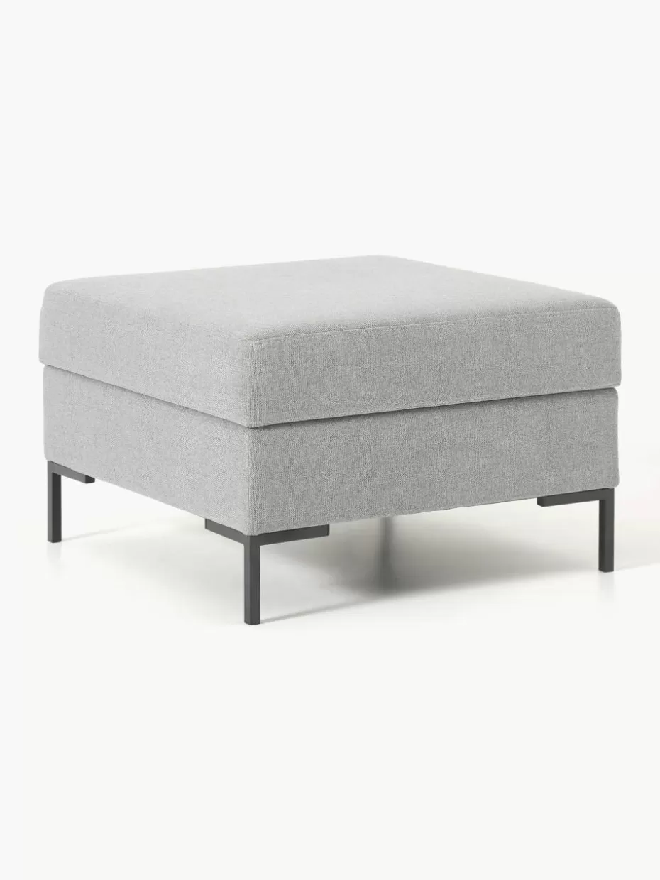 Hocker | Sofaserien-Westwing Collection Sofa-Hocker Luna mit Stauraum Webstoff Hellgrau, Schwarz