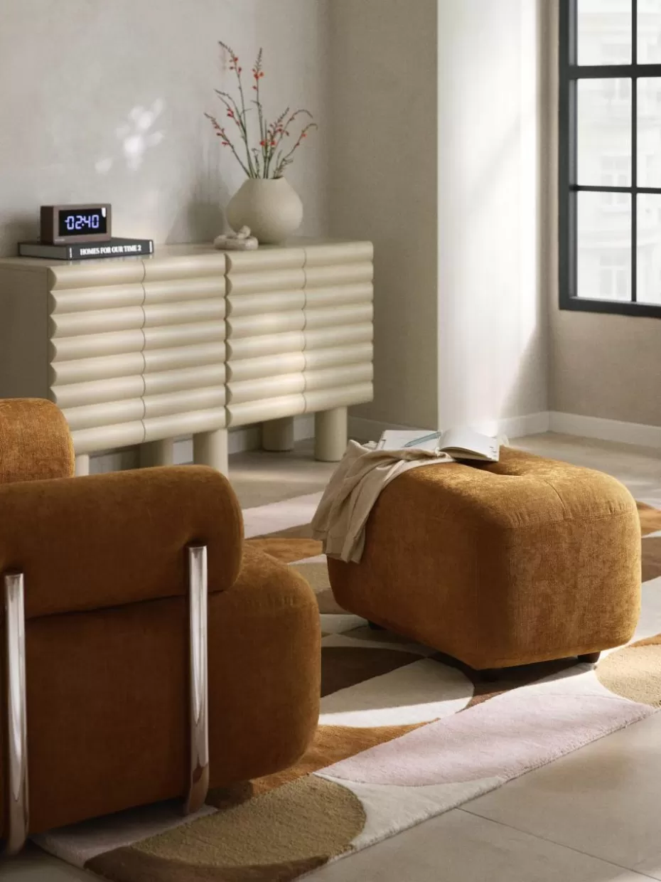 Sofaserien-Westwing Collection Sofa-Hocker Stella Webstoff Ocker