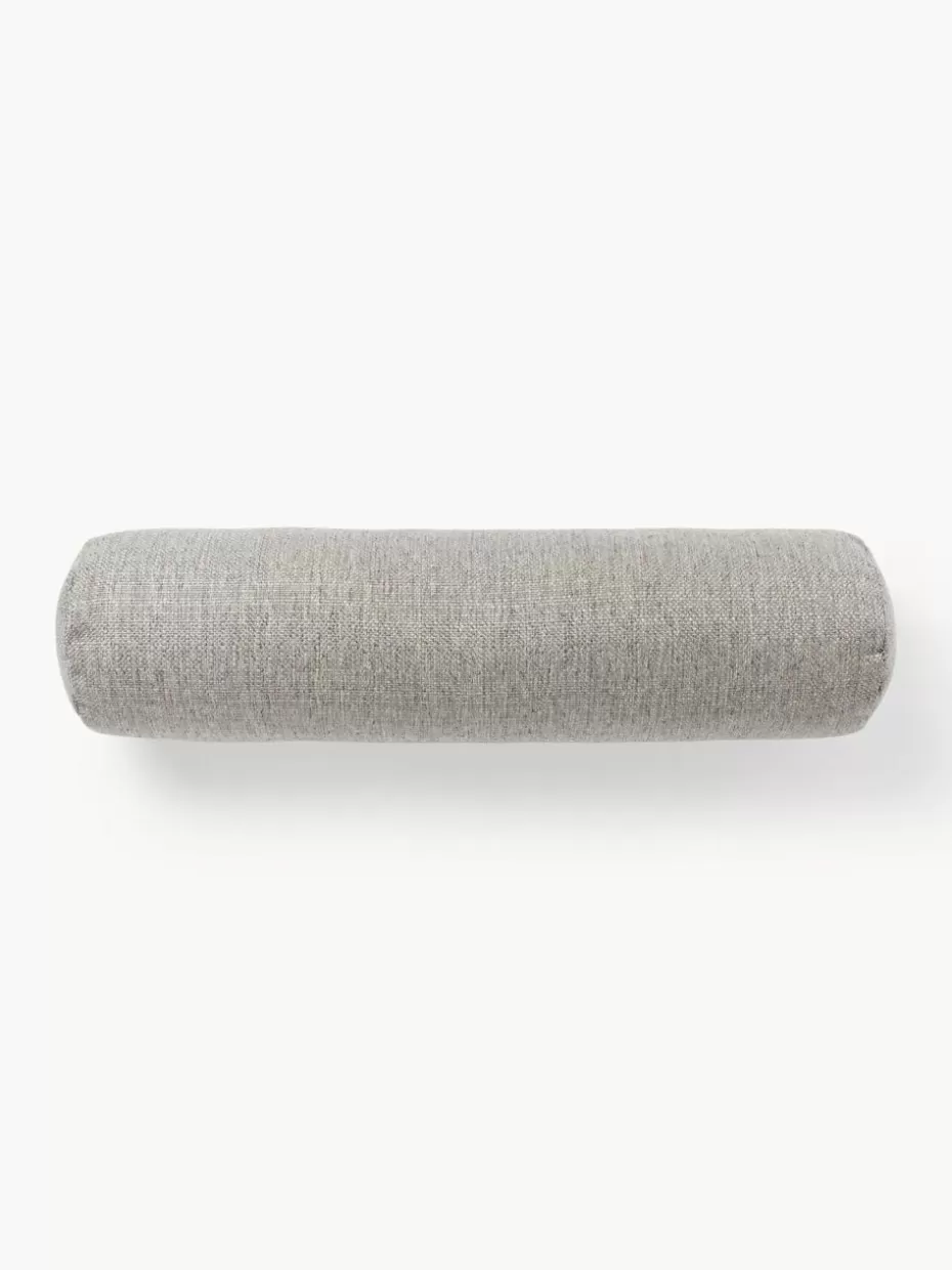 Sofakissen-Westwing Collection Sofa-Nackenrolle Sofia Webstoff Grau