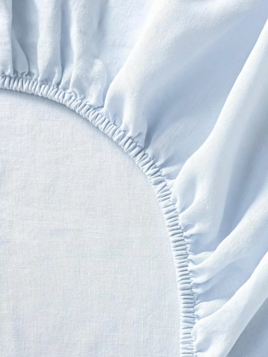 Spannbettlaken-Westwing Collection Spannbettlaken Airy, gewaschenes Leinen Hellblau