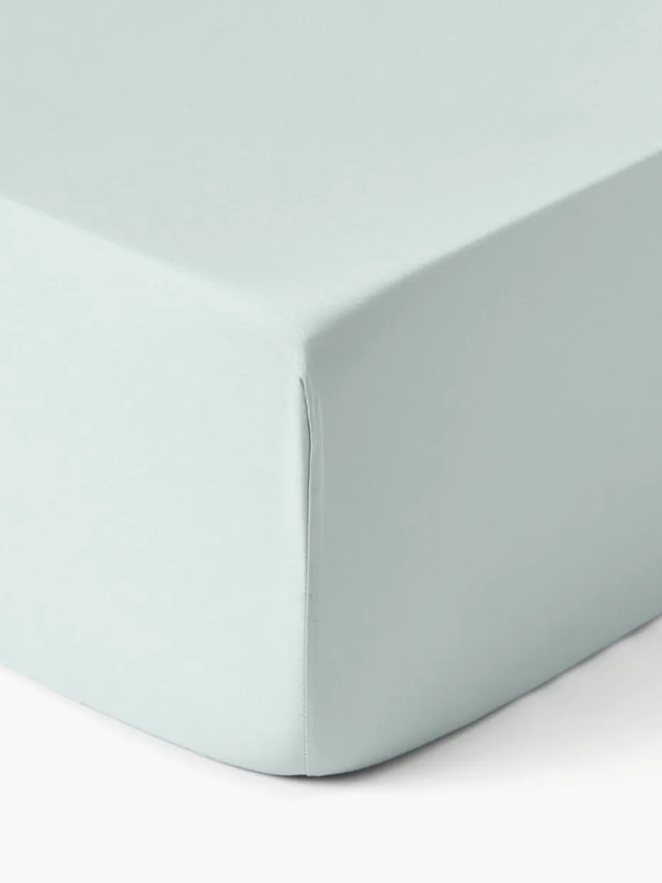Spannbettlaken-Westwing Collection Spannbettlaken Comfort, Baumwollsatin Hellblau