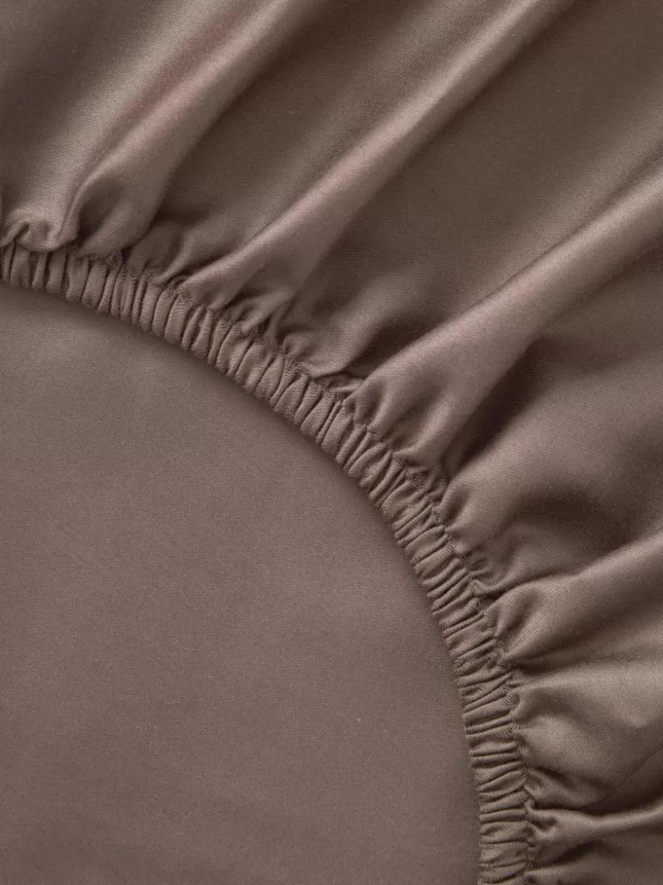 Spannbettlaken-Westwing Collection Spannbettlaken Comfort, Baumwollsatin Dunkelbraun