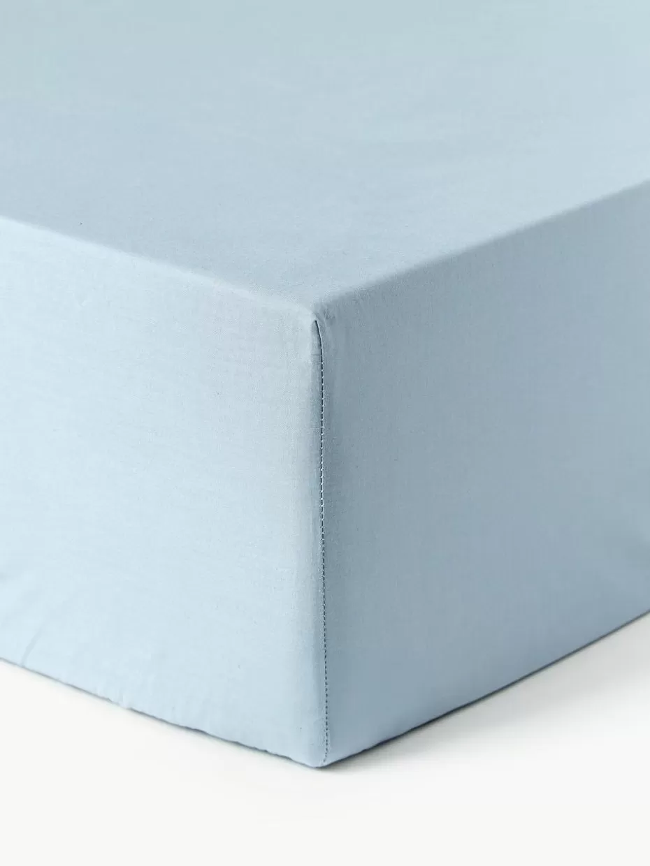 Spannbettlaken-Westwing Collection Spannbettlaken Elsie, Baumwollperkal Hellblau