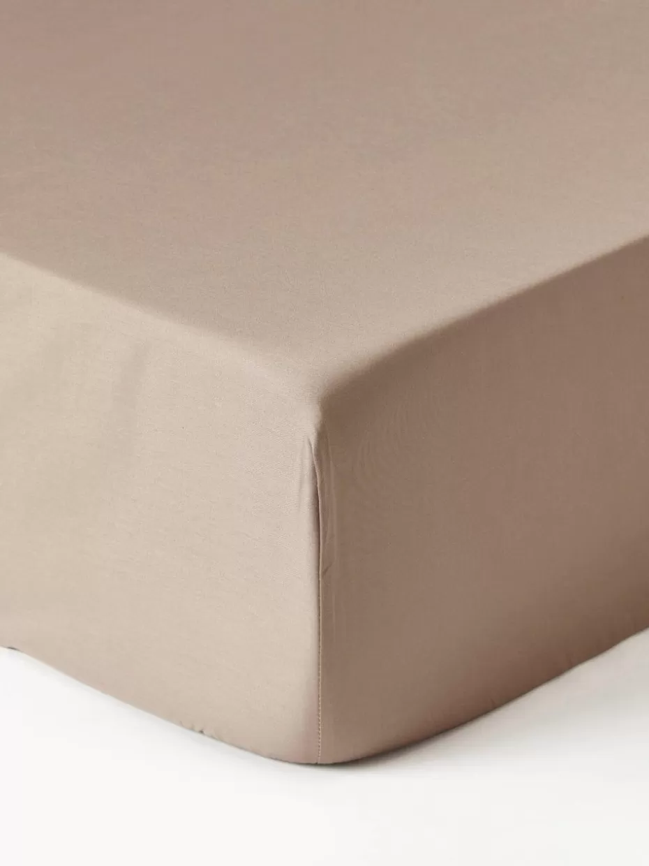 Spannbettlaken-Westwing Collection Spannbettlaken Premium, Baumwollsatin Beige