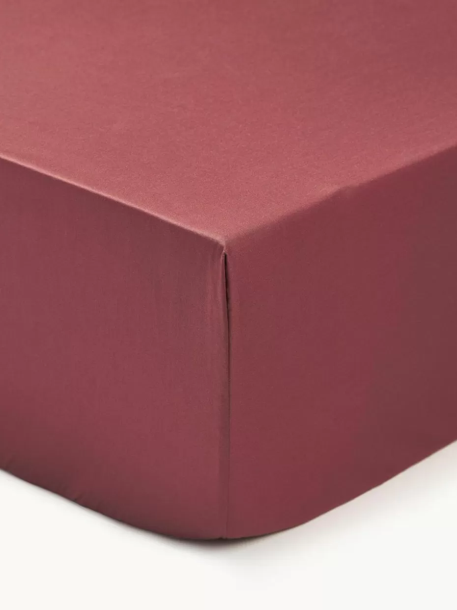 Spannbettlaken-Westwing Collection Spannbettlaken Premium, Baumwollsatin Weinrot