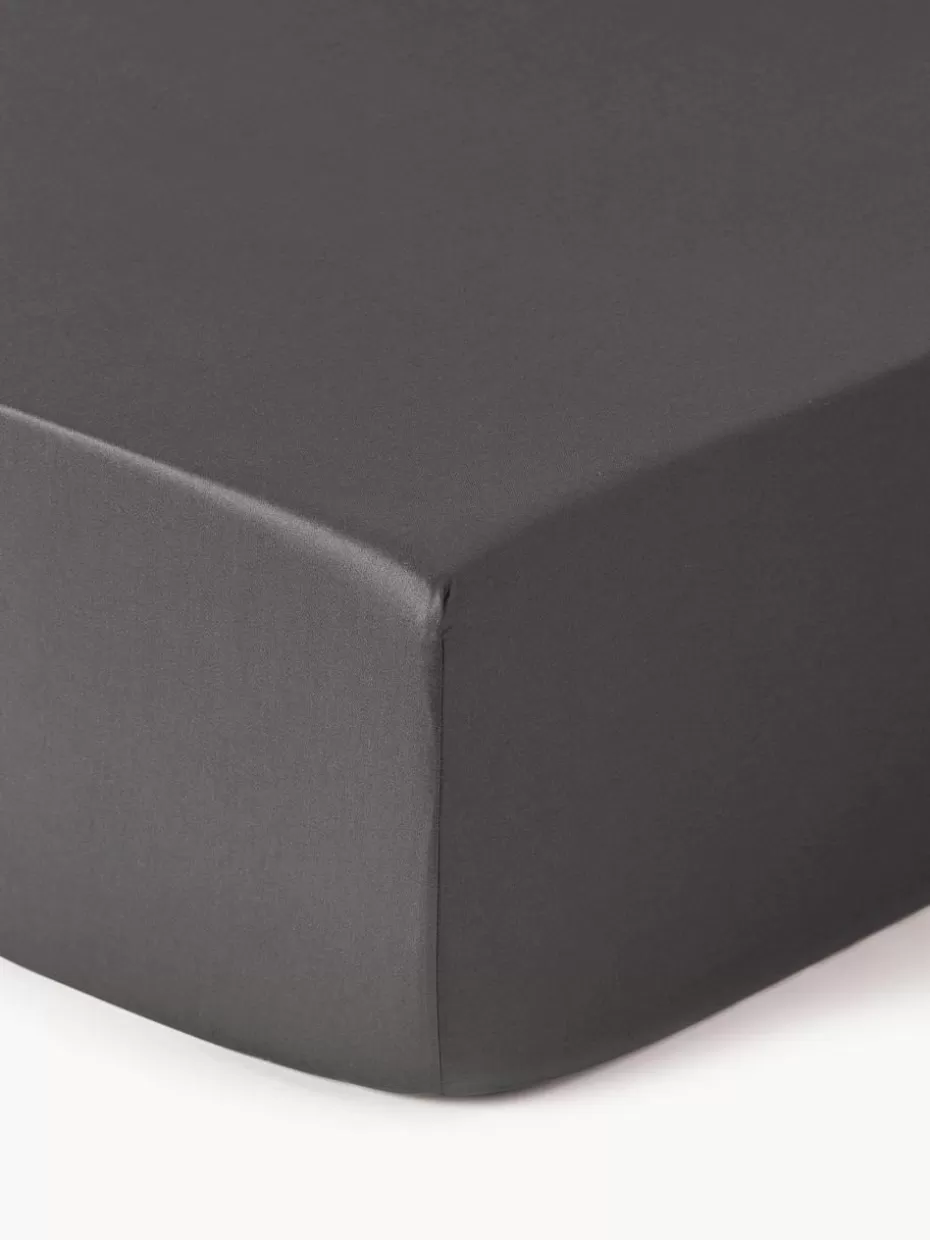 Spannbettlaken-Westwing Collection Spannbettlaken Premium, Baumwollsatin Anthrazit