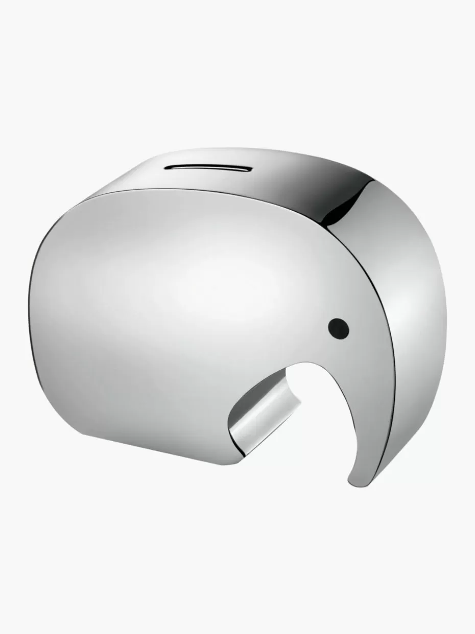 Deko-Objekte-Georg Jensen Spardose Moneyphant aus Edelstahl Silberfarben, hochglanzpoliert