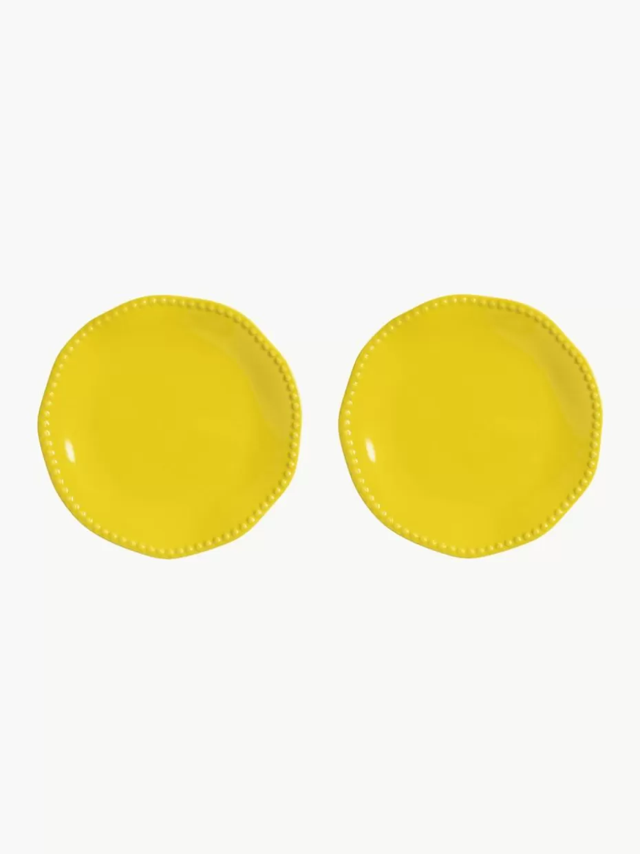Teller-&k amsterdam Speiseteller Perle aus Fine Bone China, 2 Stück Sonnengelb