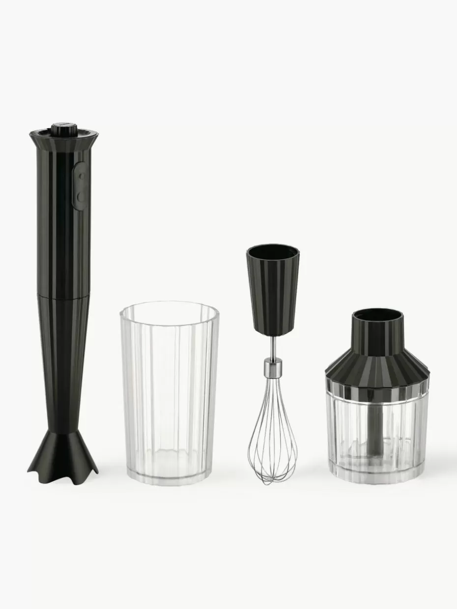 Mixer-Alessi Stabmixer-Set Plissé, 4-tlg. Schwarz, matt