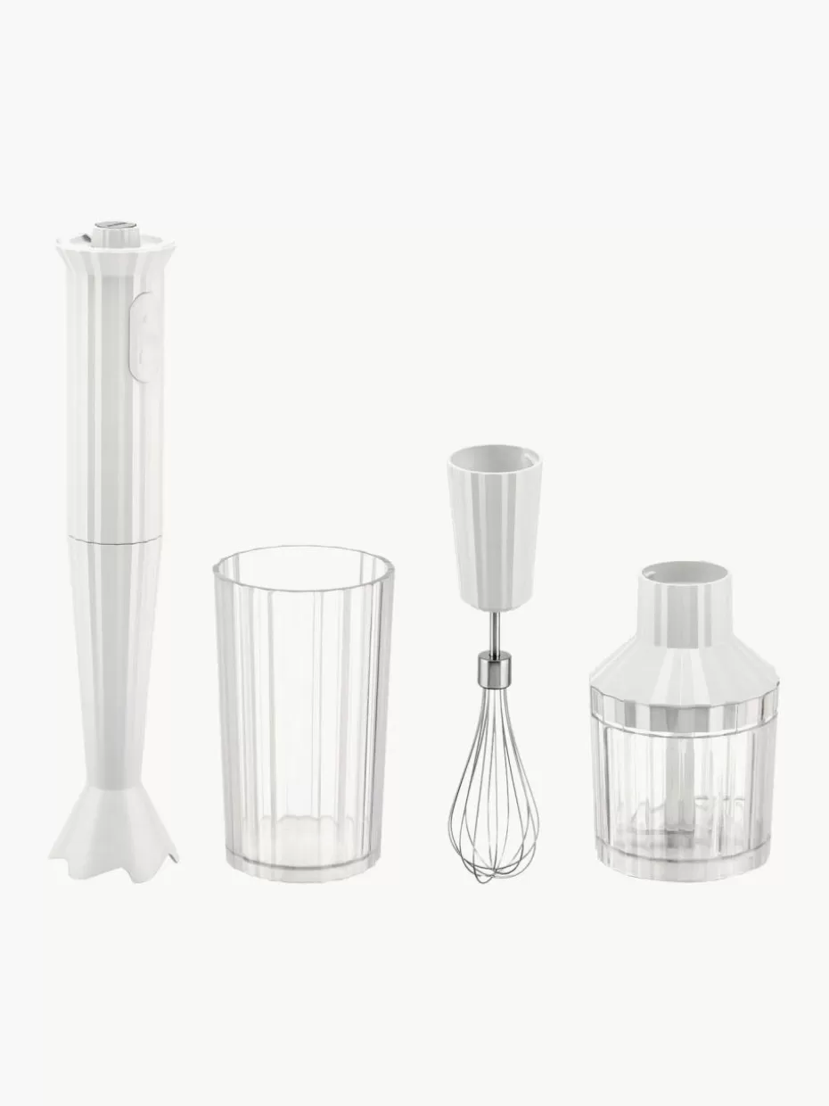 Mixer-Alessi Stabmixer-Set Plissé, 4-tlg. Off White, matt