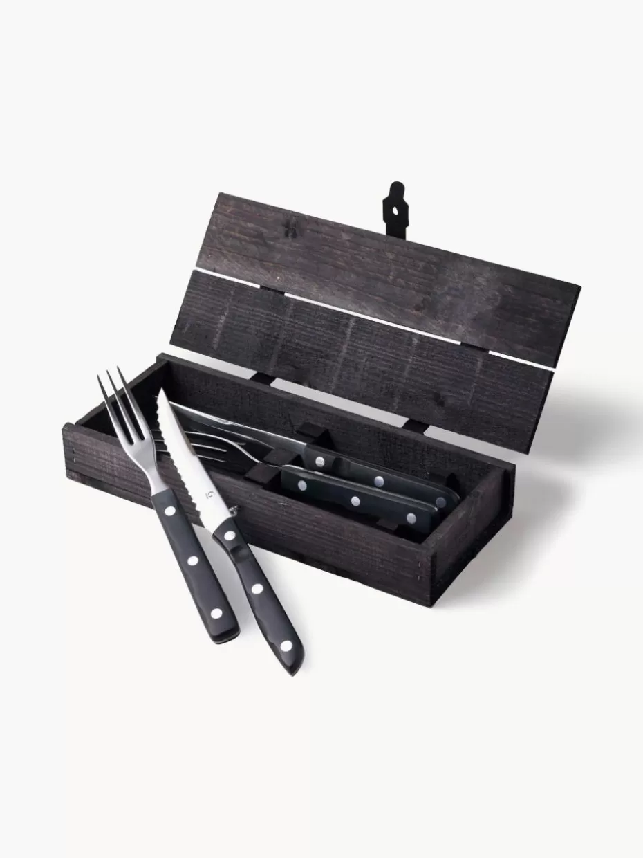 Besteck-Sets-Gense Steak-Besteck-Set Old Farmer mit Box, in verschiedenen Setgrößen Silberfarben, Schwarz