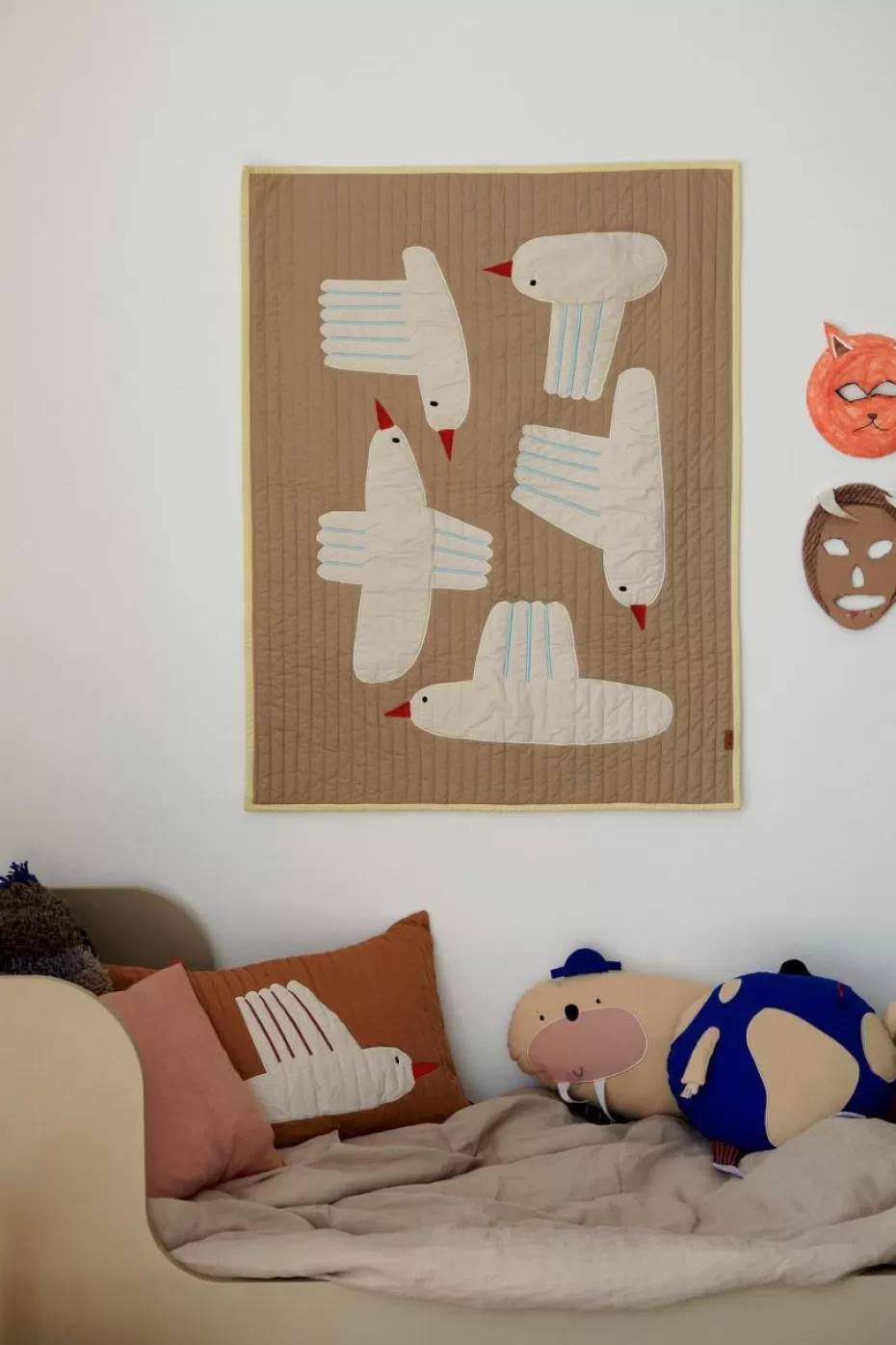 Deko-ferm LIVING Kids Steppdecke Bird aus Bio-Baumwolle