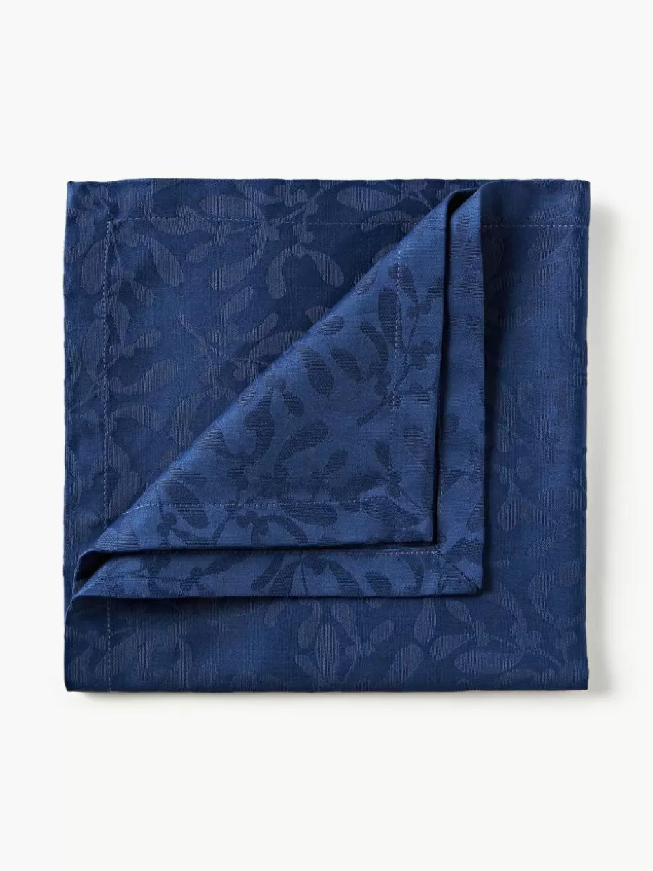 Servietten-Westwing Collection Stoffservietten Hollyn mit winterlichem Motiv, 4 Stück Dunkelblau