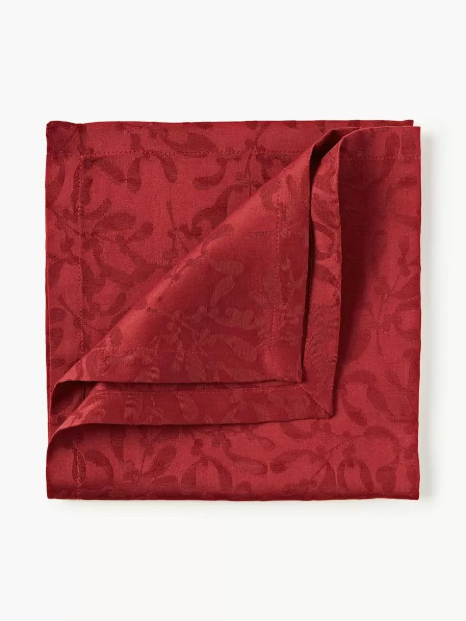 Servietten-Westwing Collection Stoffservietten Hollyn mit winterlichem Motiv, 4 Stück Rot