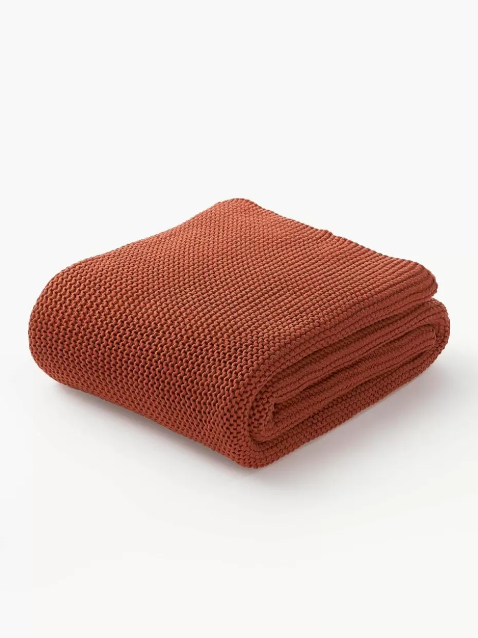 Decken & Plaids-Westwing Collection Strickdecke Adalyn aus Bio-Baumwolle Ocker