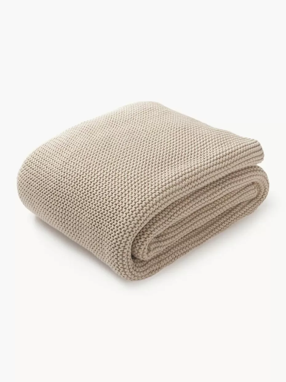 Weihnachtliche Decken & Plaids | Decken & Plaids-Westwing Collection Strickdecke Adalyn aus Bio-Baumwolle Hellbeige