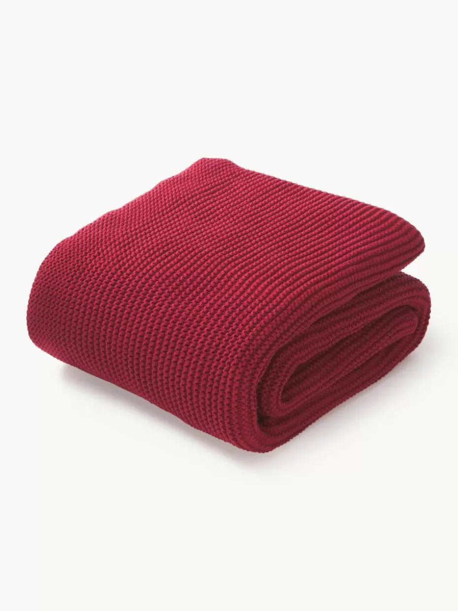 Weihnachtliche Decken & Plaids | Festliche Eleganz-Westwing Collection Strickdecke Adalyn aus Bio-Baumwolle Weinrot