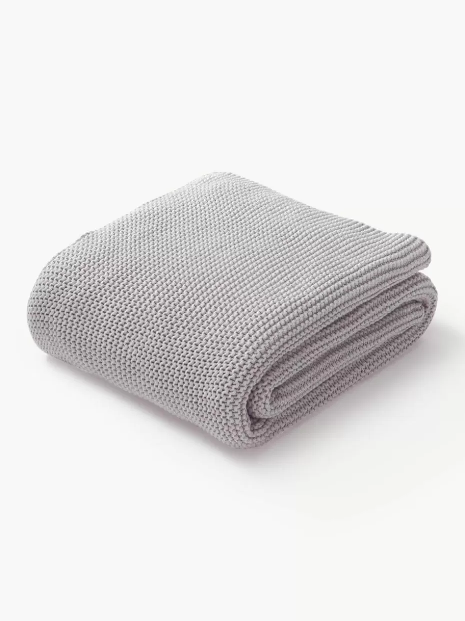 Decken & Plaids-Westwing Collection Strickdecke Adalyn aus Bio-Baumwolle Hellgrau