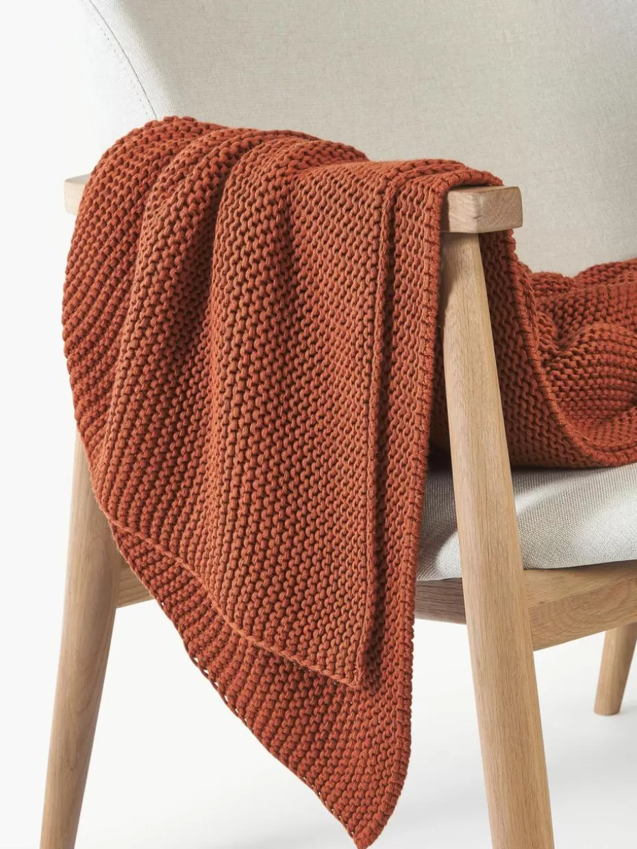 Decken & Plaids-Westwing Collection Strickdecke Adalyn aus Bio-Baumwolle Ocker