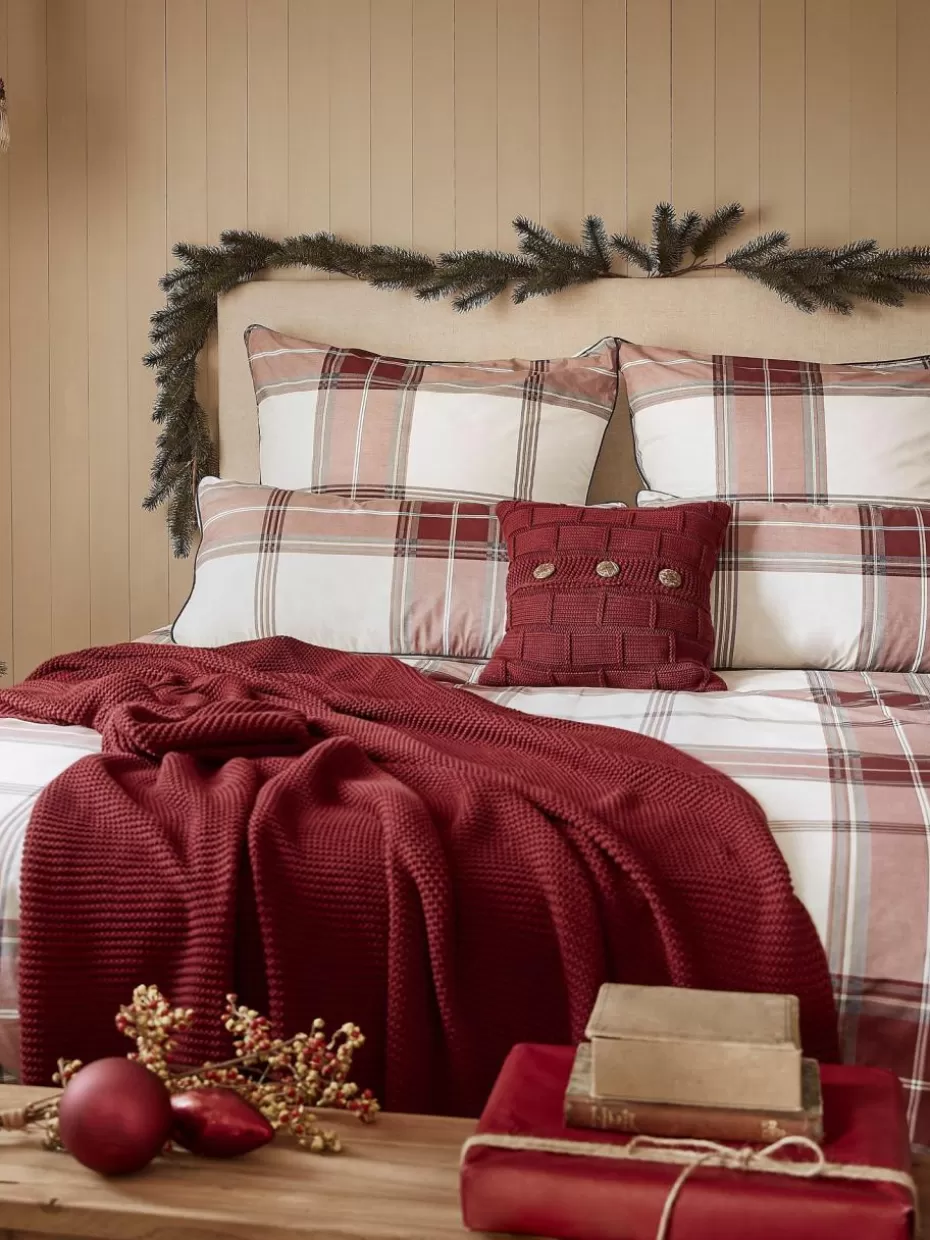 Weihnachtliche Decken & Plaids | Festliche Eleganz-Westwing Collection Strickdecke Adalyn aus Bio-Baumwolle Weinrot
