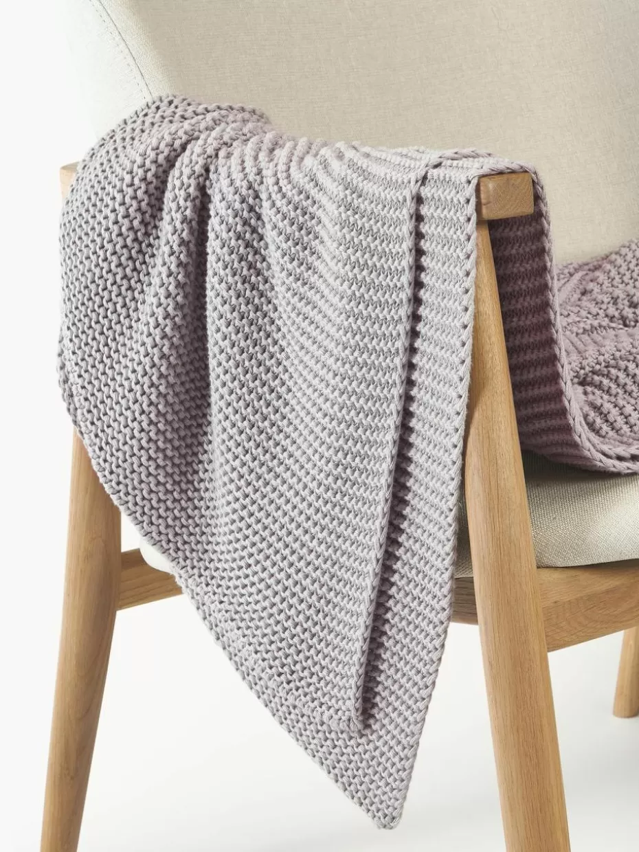 Decken & Plaids-Westwing Collection Strickdecke Adalyn aus Bio-Baumwolle Hellgrau