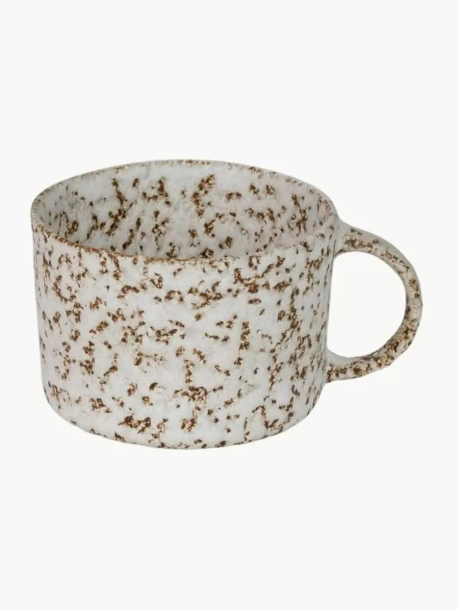 Tassen-Olsson & Jensen Tassen Salt mit Untertassen mit reaktiver Glasur, 6 Stück