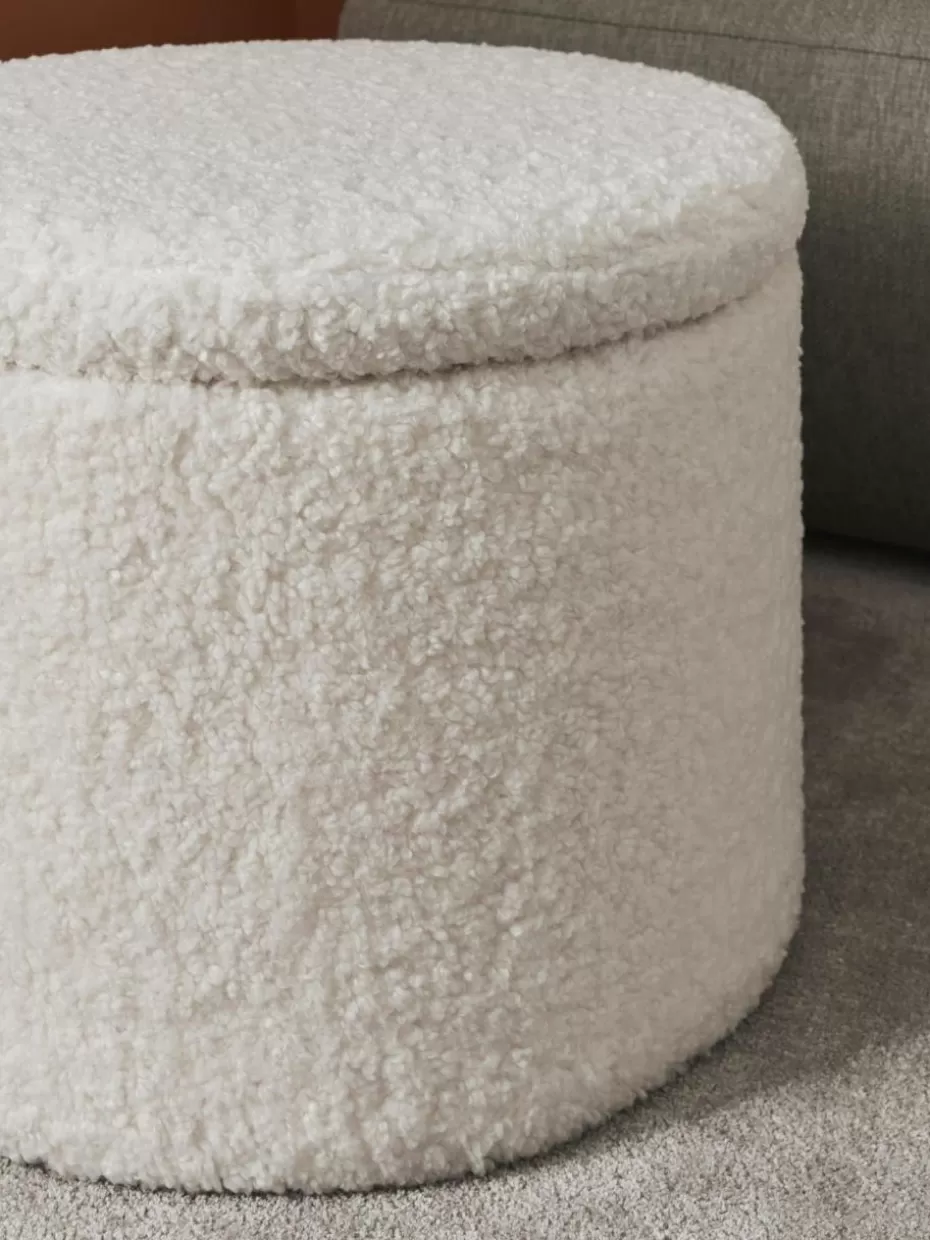 Flur Hocker | Hocker-Westwing Collection Teddy-Hocker Alida mit Stauraum Teddy Weiß