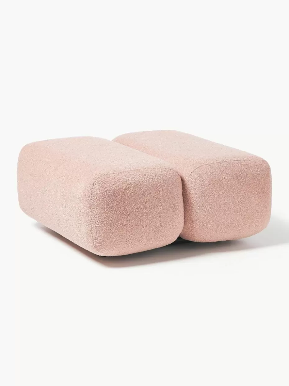 Hocker | Sofaserien-Westwing Collection Teddy-Hocker Caterpillar Teddy Hellrosa