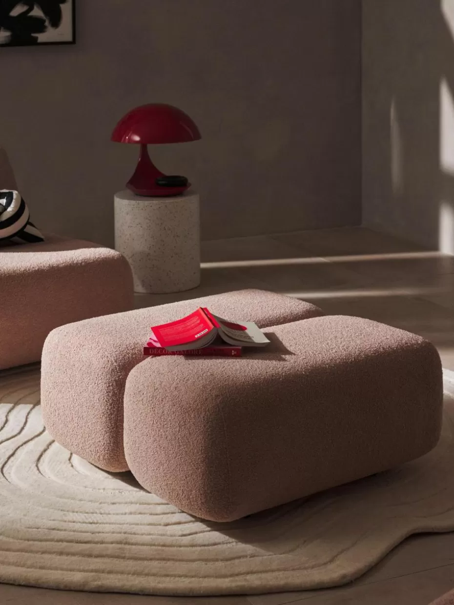 Hocker | Sofaserien-Westwing Collection Teddy-Hocker Caterpillar Teddy Hellrosa