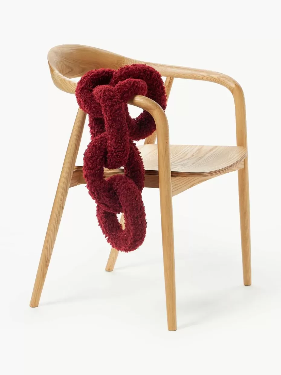 Dekokissen-Westwing Collection Teddy-Kissen Chain Dotty Weinrot