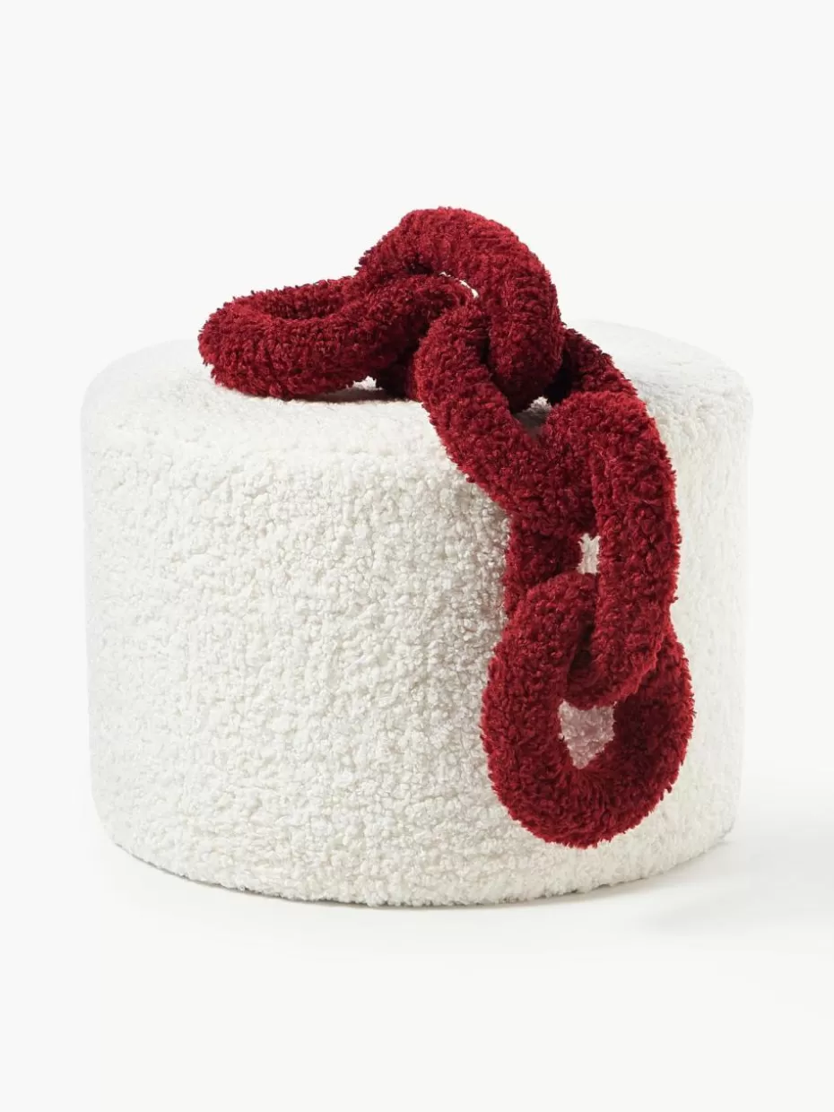 Dekokissen-Westwing Collection Teddy-Kissen Chain Dotty Weinrot
