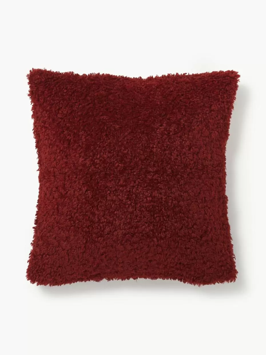 Weihnachtskissen | Dekokissen-Westwing Collection Teddy-Kissenhülle Dotty Weinrot