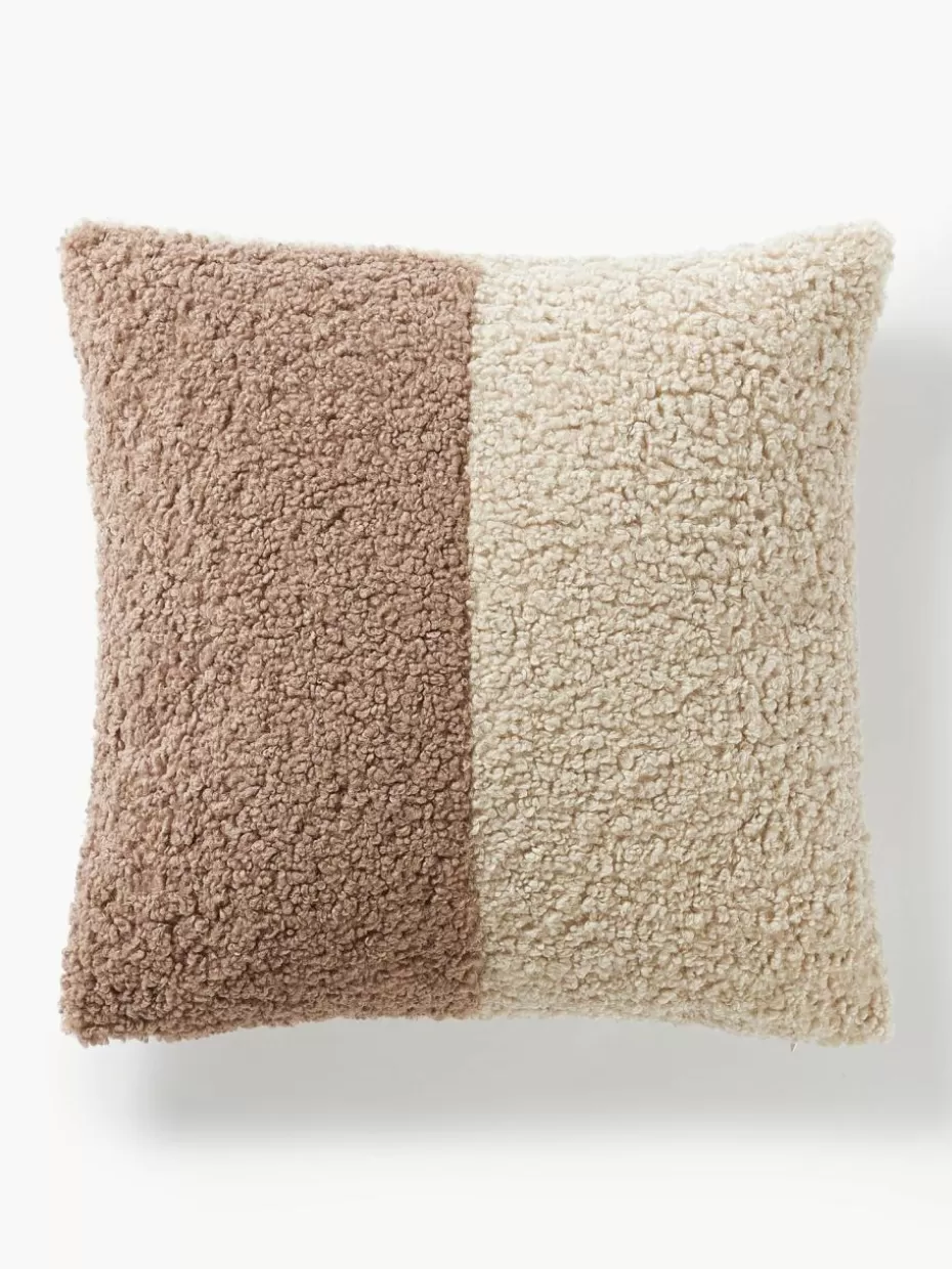 Dekokissen-Westwing Collection Teddy-Kissenhülle Mateo Hellbeige, Nougat