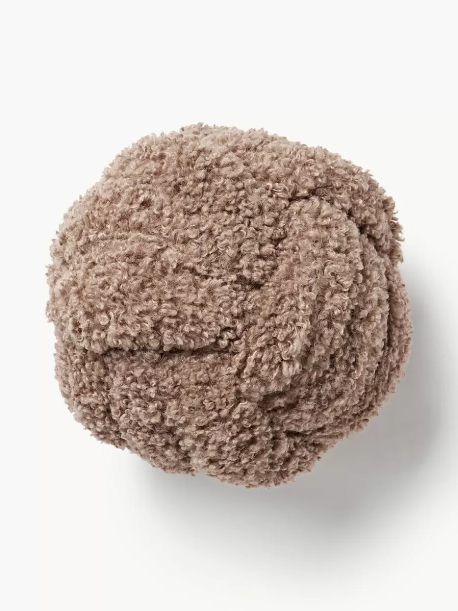 Dekokissen-Westwing Collection Teddy-Knoten-Kissen Dotty Nougat