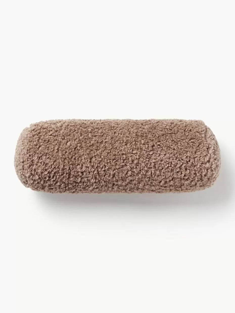 Dekokissen-Westwing Collection Teddy-Nackenrolle Dotty Nougat
