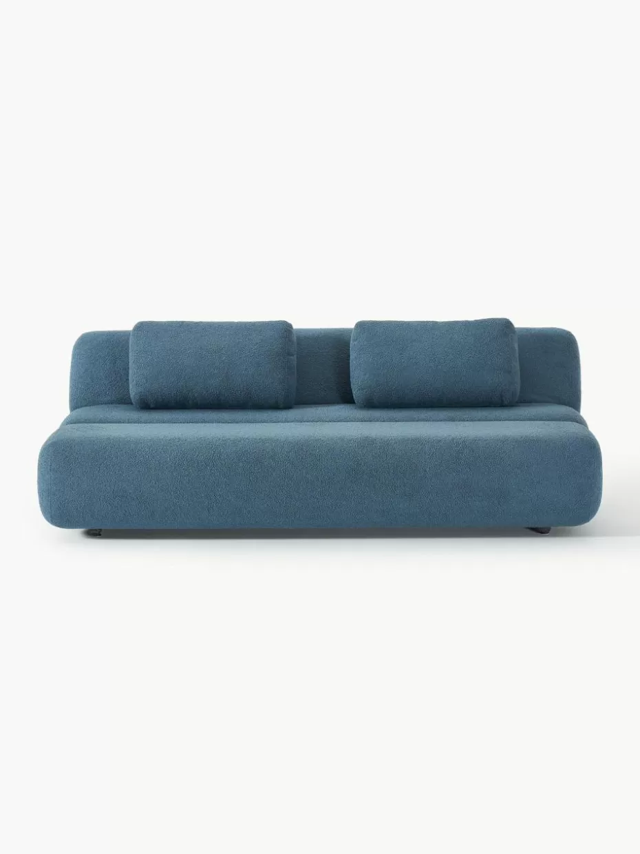 Sofas | Sofaserien-Westwing Collection Teddy-Schlafsofa Caterpillar (3-Sitzer) Teddy Graublau