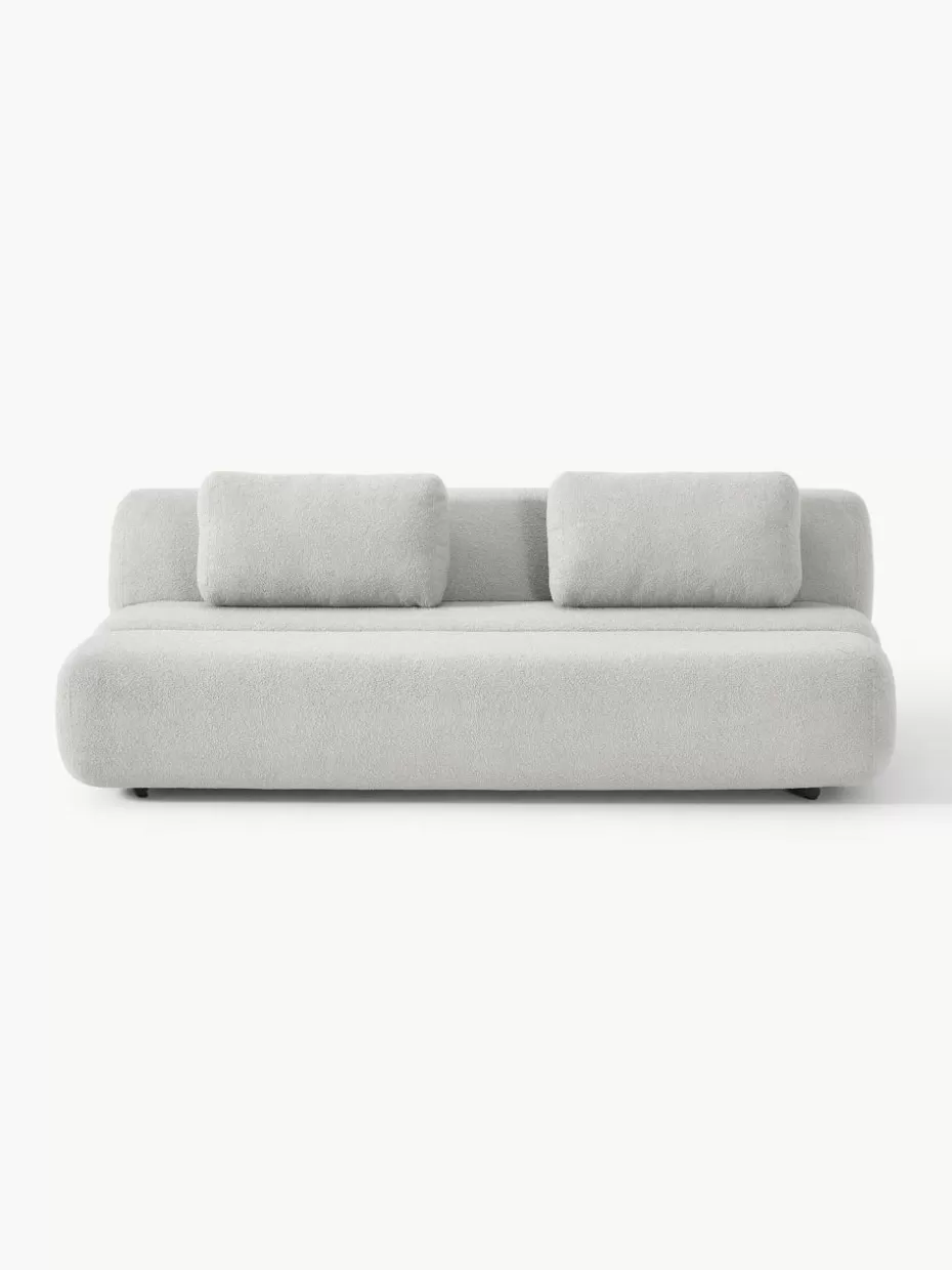 Sofas | Sofaserien-Westwing Collection Teddy-Schlafsofa Caterpillar (3-Sitzer) Teddy Hellgrau