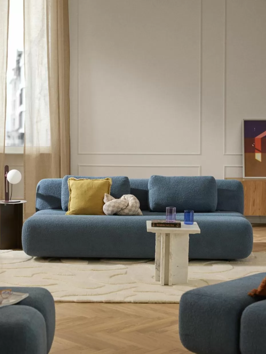 Sofas | Sofaserien-Westwing Collection Teddy-Schlafsofa Caterpillar (3-Sitzer) Teddy Graublau