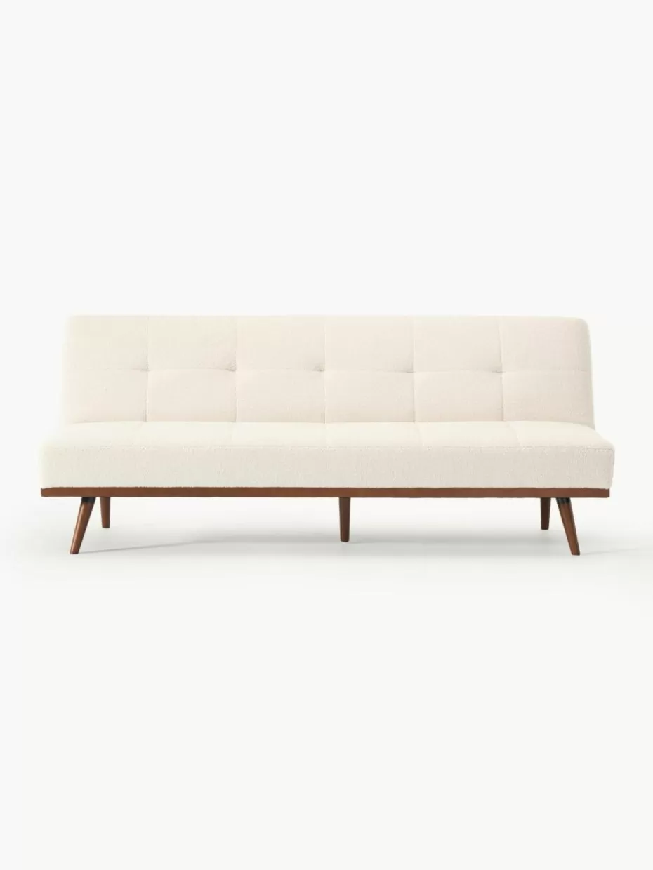 Sofas-Westwing Collection Teddy-Schlafsofa Evy (3-Sitzer) Teddy Off White, Buchenholz
