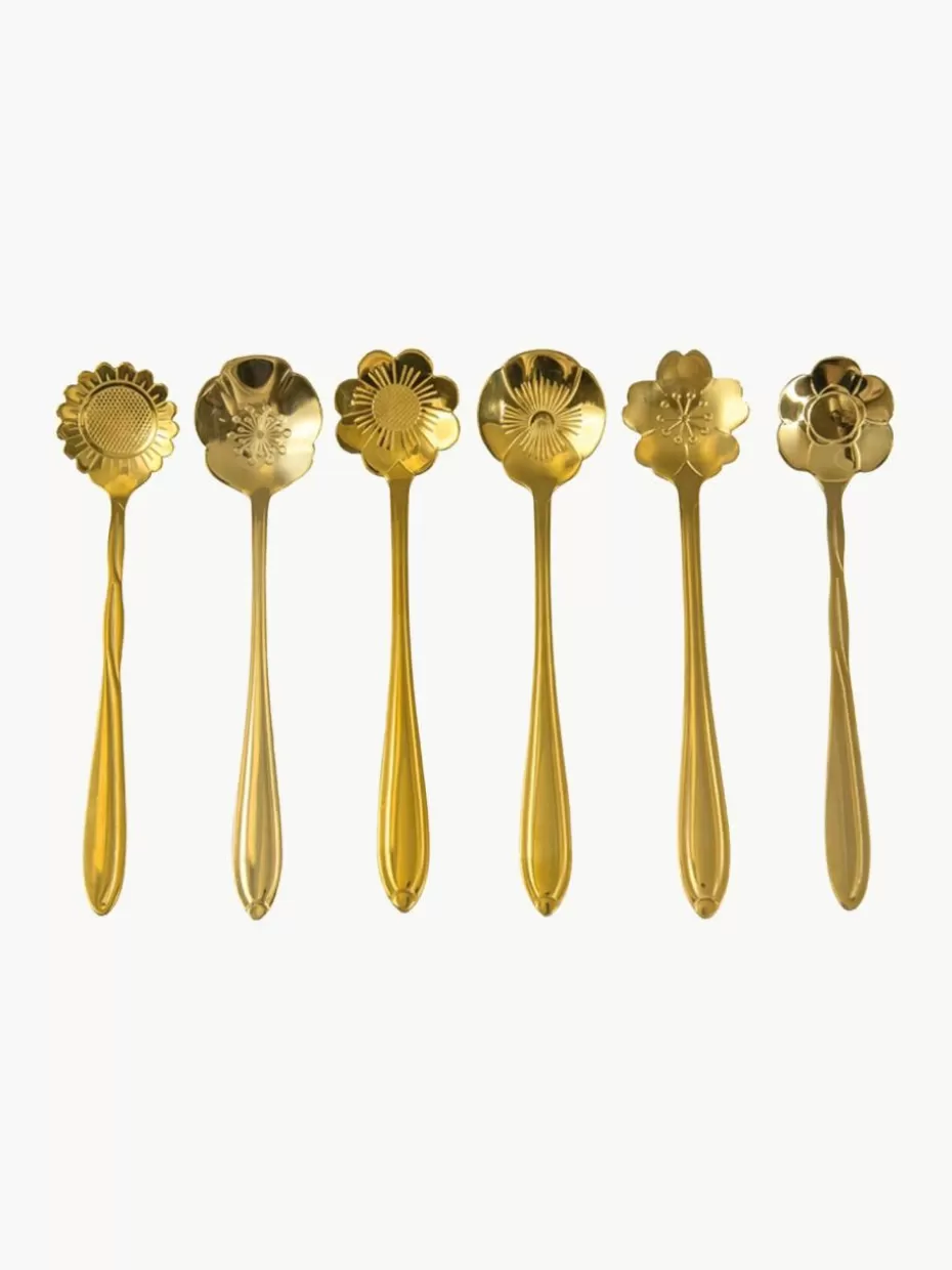 Weihnachtsgeschirr-Westwing Teelöffel Flower in verschiedenen Formen, 6er-Set