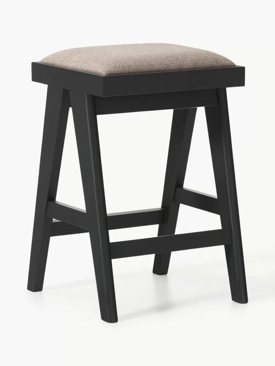 Barhocker-Westwing Collection Thekenhocker Sissi mit Polsterung Webstoff Greige, Schwarz
