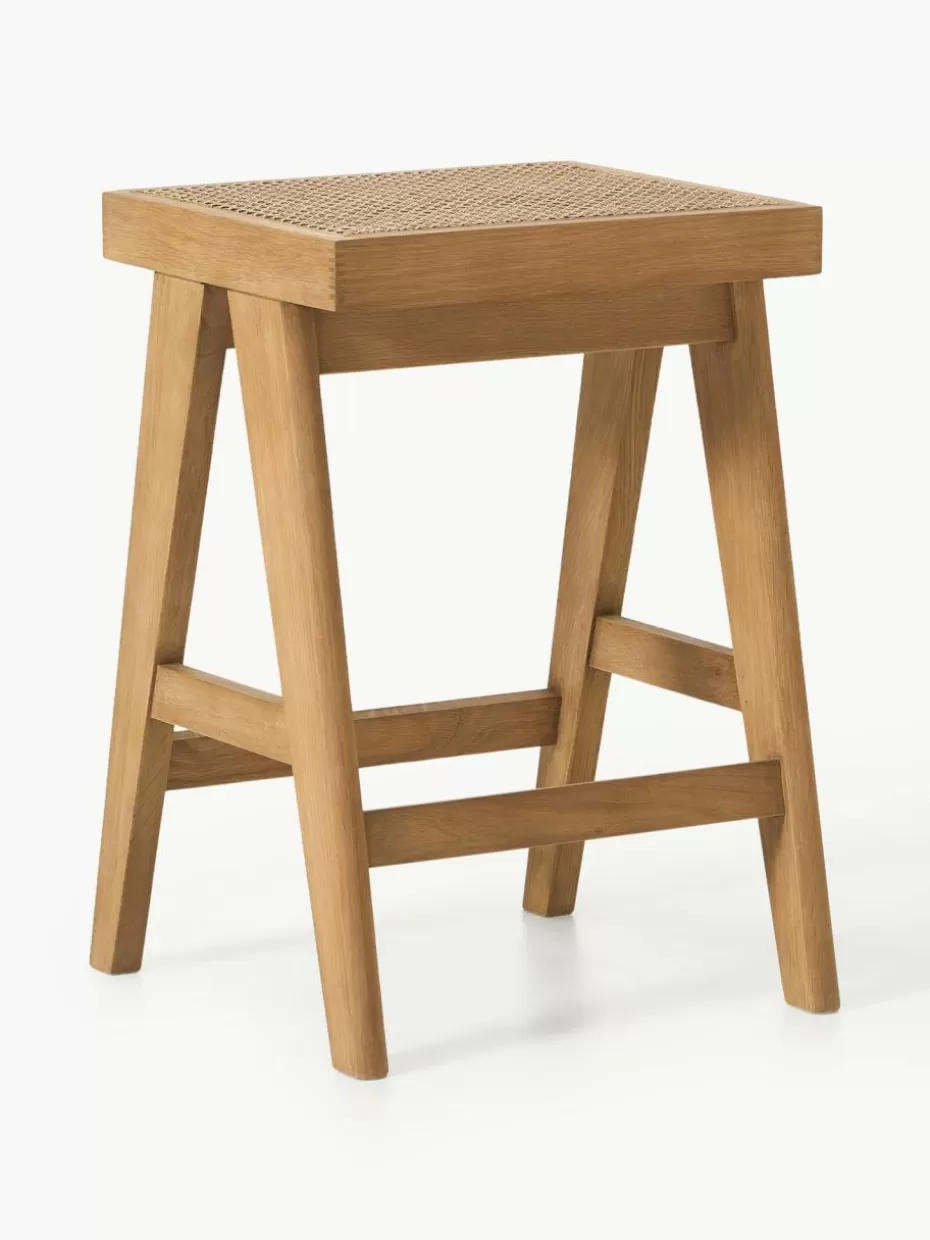 Barhocker-Westwing Collection Thekenhocker Sissi mit Wiener Geflecht Helles Eichenholz, Hellbeige