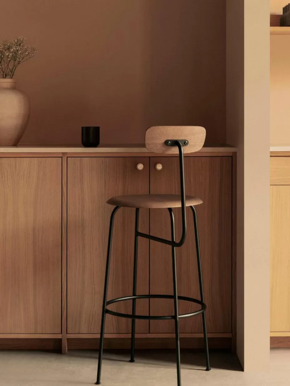 Barhocker-Audo Copenhagen Thekenstuhl Afteroom aus Metall und Holz Helles Holz, Schwarz
