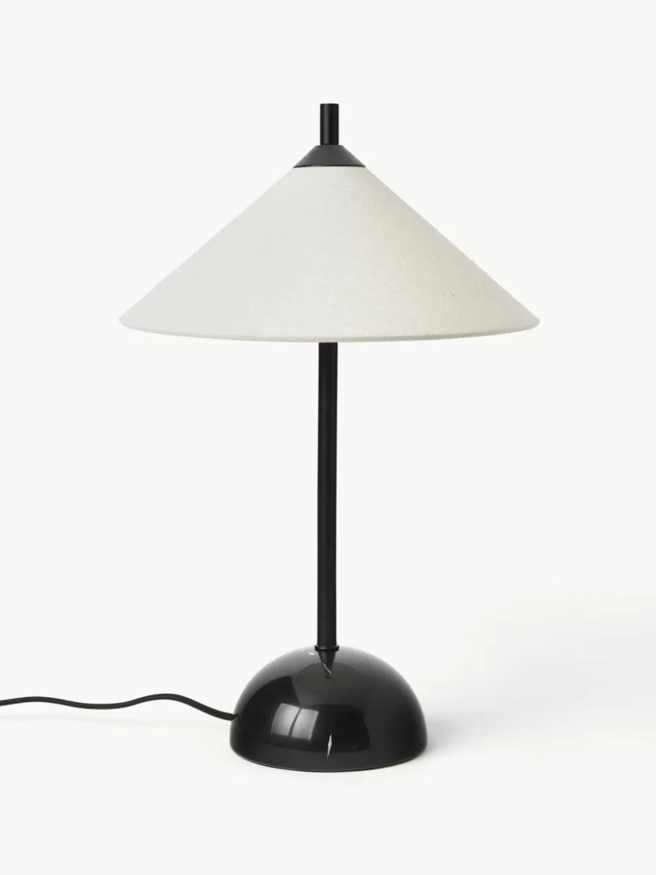 Nachttischlampen-Westwing Collection Tischlampe Vica mit Marmorfuß Cremeweiß, Schwarz, marmoriert