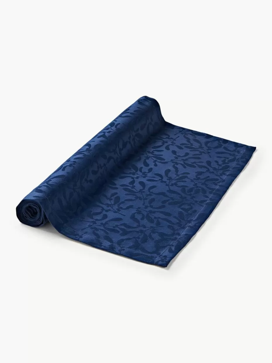 Tischläufer-Westwing Collection Tischläufer Hollyn mit winterlichem Motiv Dunkelblau