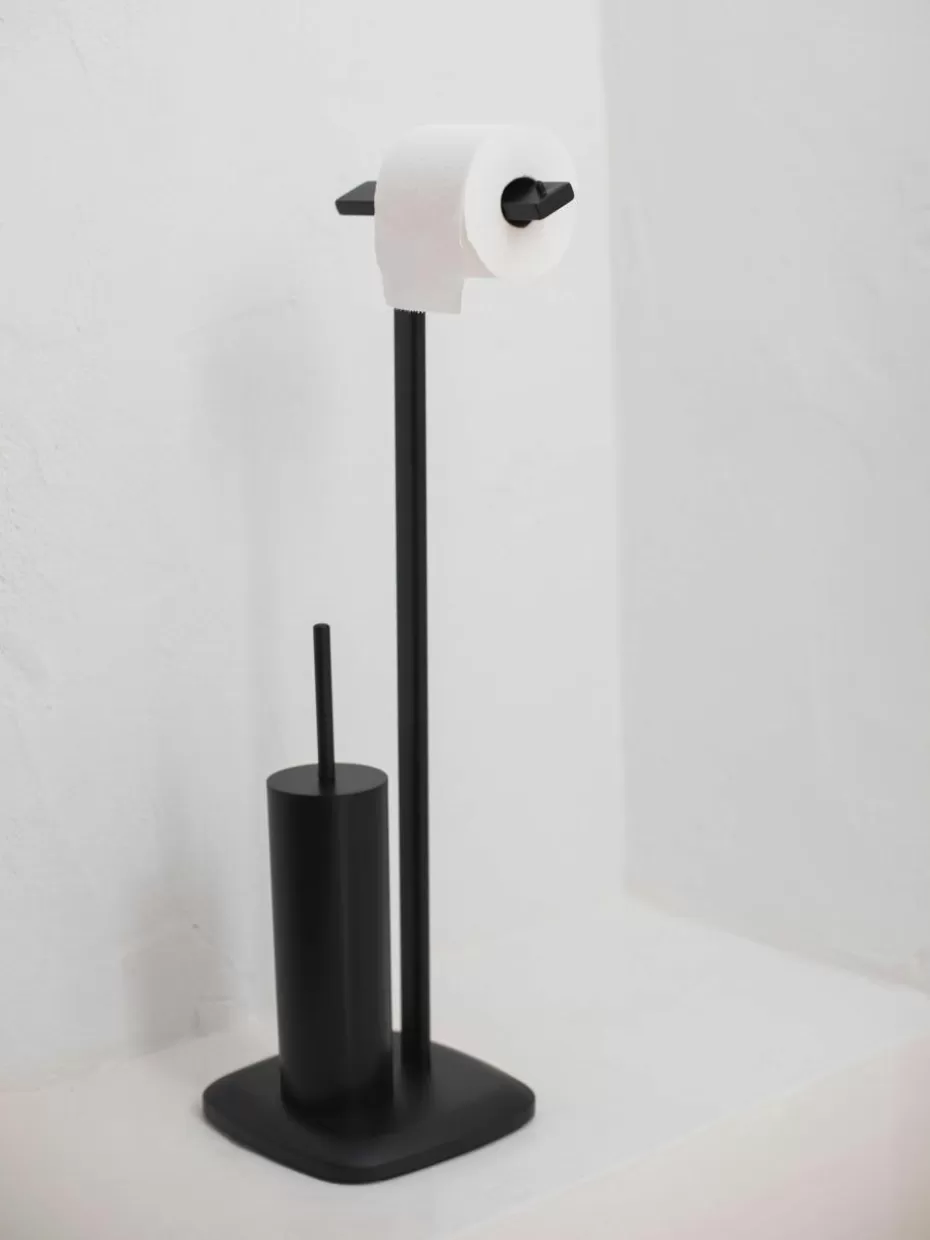 Toilettenpapierhalter | Toilettenpapierhalter-Andrea House Toilettenpapierhalter Deptford mit Toilettenbürste Schwarz